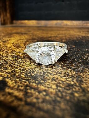 Three-Stone Clear Crystal Ring in Silver